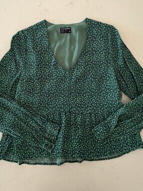 FRANK&OAK Green Peplum Top